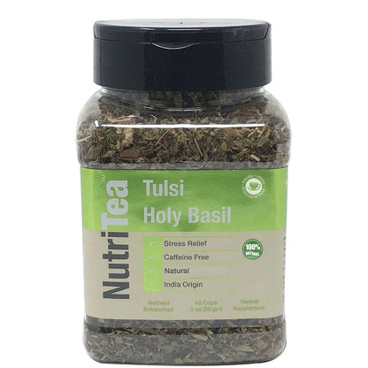 NUTRITEA Natural Tulsi Holy Basil Herbal Full Leaf Tea (Caffeine Free)-1